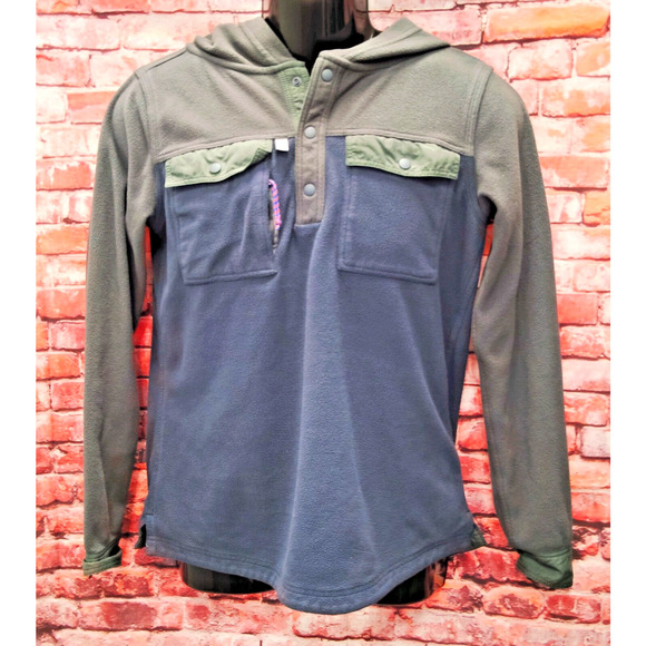 Patagonia Snap-T Hoodie Mens Small Blue Colorblock - Picture 1 of 7